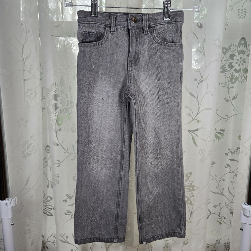 Cat & Jack Boys Gray Relaxed Straight Leg Jeans Size 5 Adjustable Waist